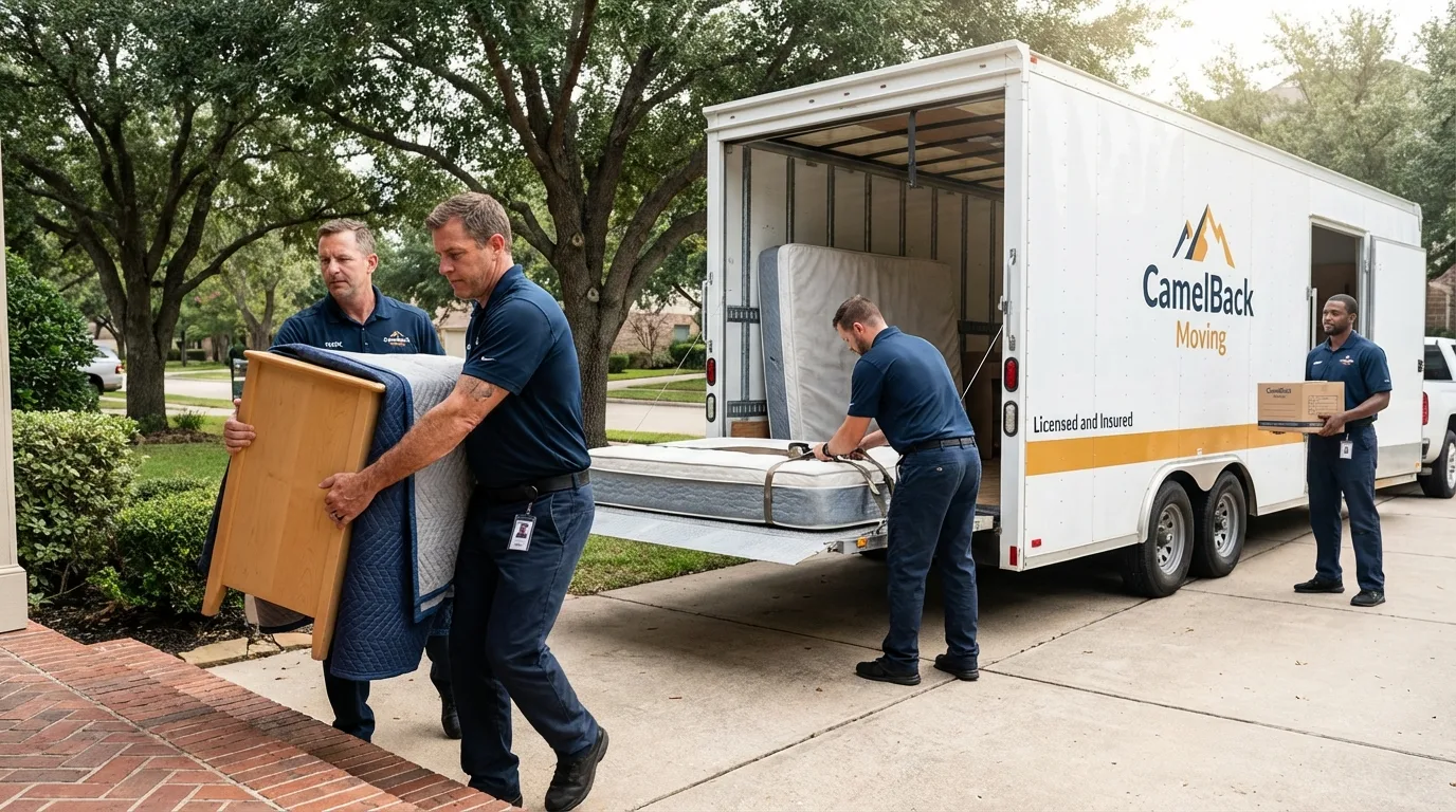 Crew loading residential truck for cross-state move from Souderton, PA