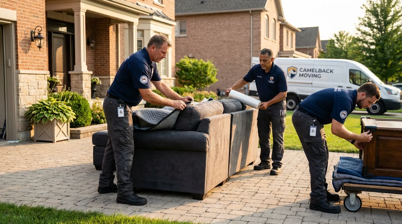 Large estate moving crew wrapping furniture in Souderton, PA