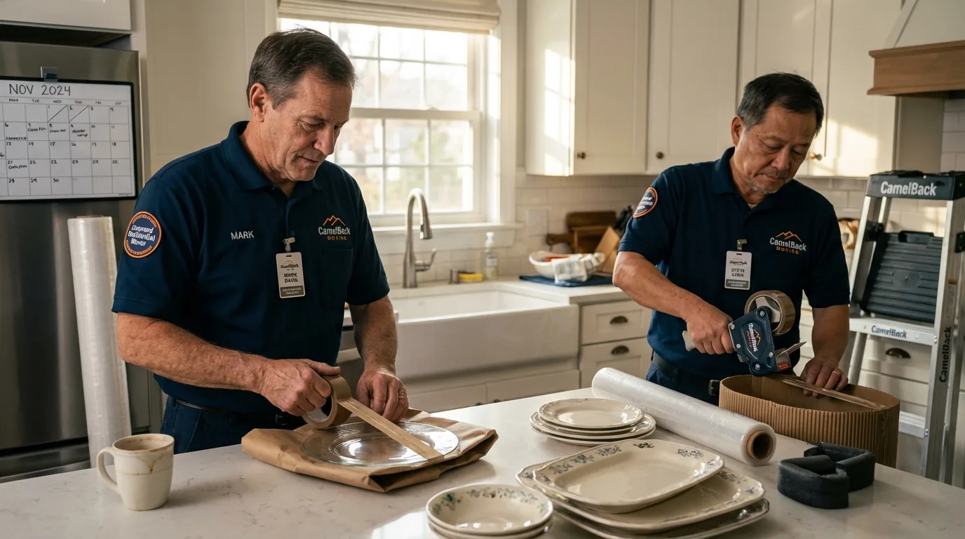 Professional crew packing kitchen dishware in Souderton, PA